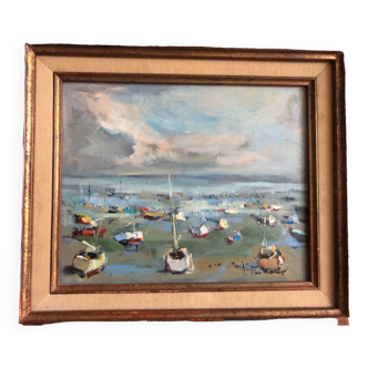 Huile sur toile ancienne marine