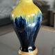 Art Deco vase in yellow and blue flamed earthenware - Shape 485, circa 1930