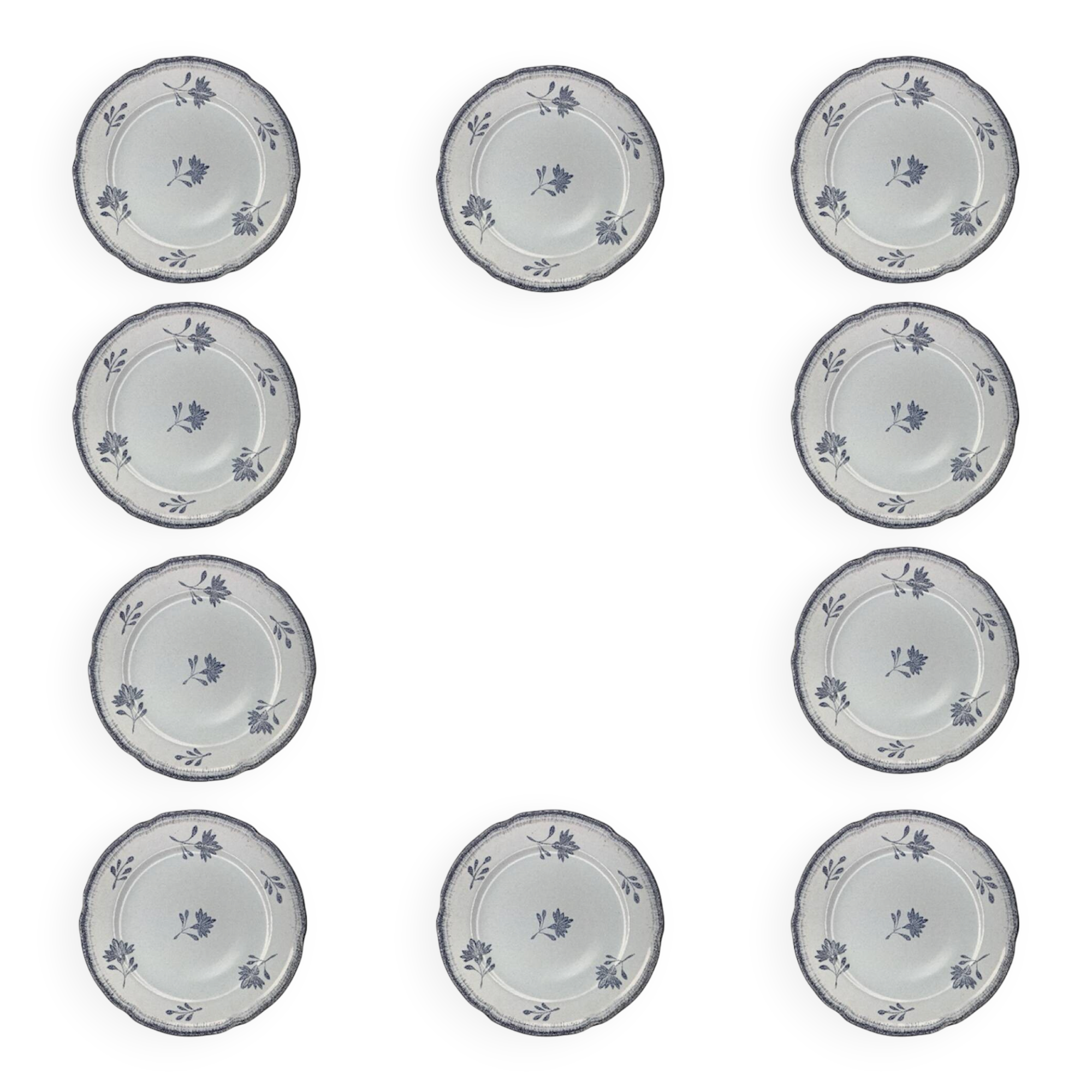 Set of 10 small dessert/appetiser plates Niderviller model "P"