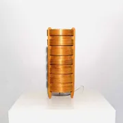 Cylindrical Pinewood Table Lamp In The Manner Of Hans-Agne Jakobsson, Sweden, Circa 1960S