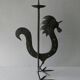 Rooster candle holder in wrought iron, brutalist