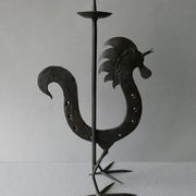 Bougeoir coq en fer forgé, brutaliste
