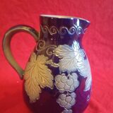 Blue stoneware pitcher from alsace signed "schmitter remmy betschorf"