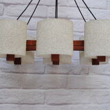 Teak and granita chandelier