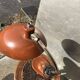 Vintage brown metal desk lamp EAKV, 1950s design, rounded shade.