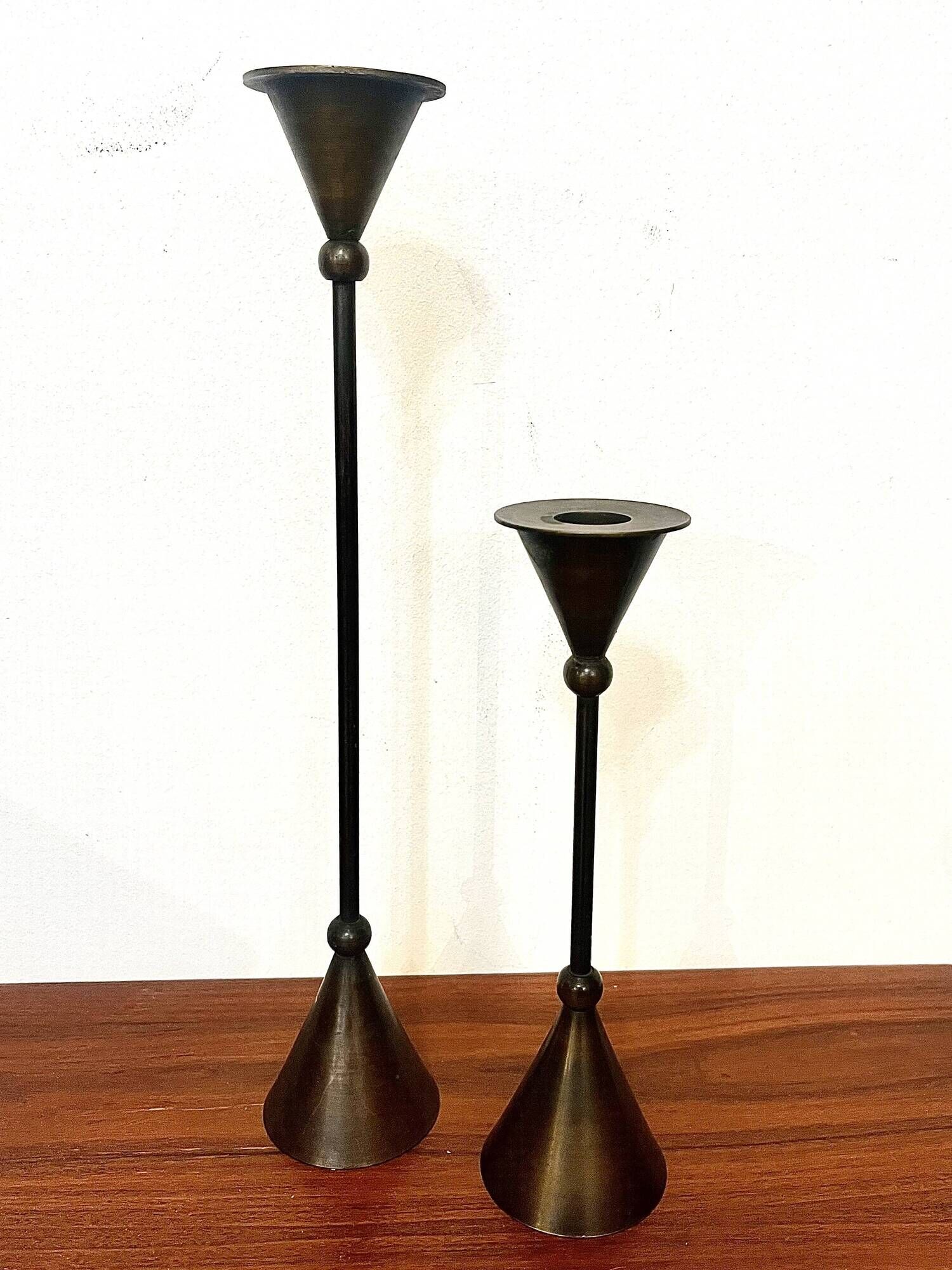 Pair of geometric Memphis candlesticks