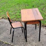 Bureau d'écolier coffre avec sa chaise