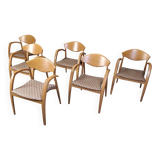 Fauteuils espagnols vintage en bois, lot de 6, années 1990