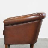 Brown Cowhide Leather Club Chair in English Style