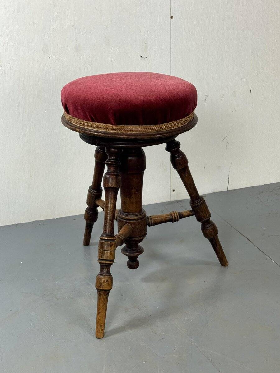 Antique Victorian adjustable stool in walnut, 1900s