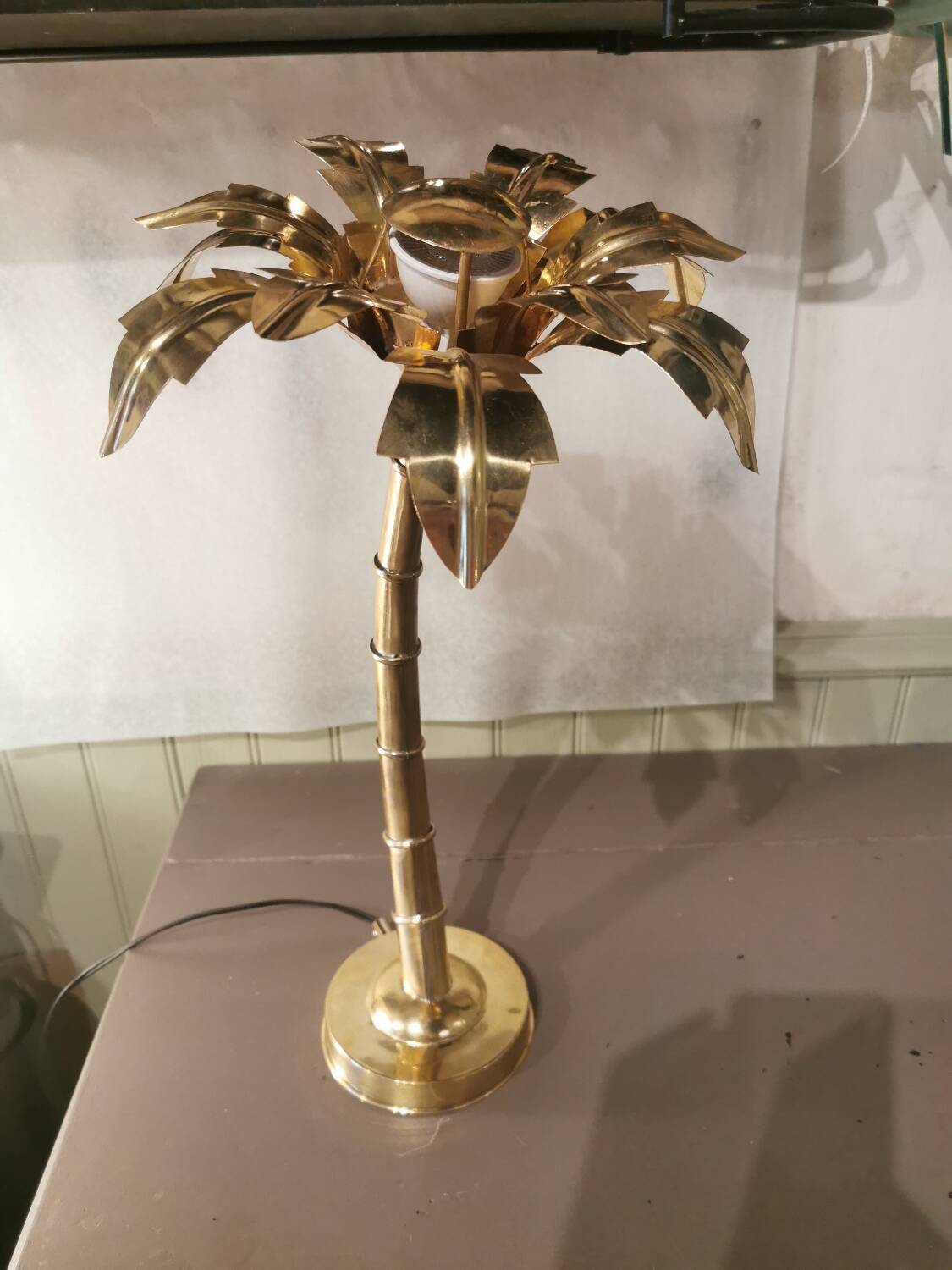 Solid brass palm tree lamp