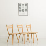 Set of 3 bistro chairs, entirely sandblasted