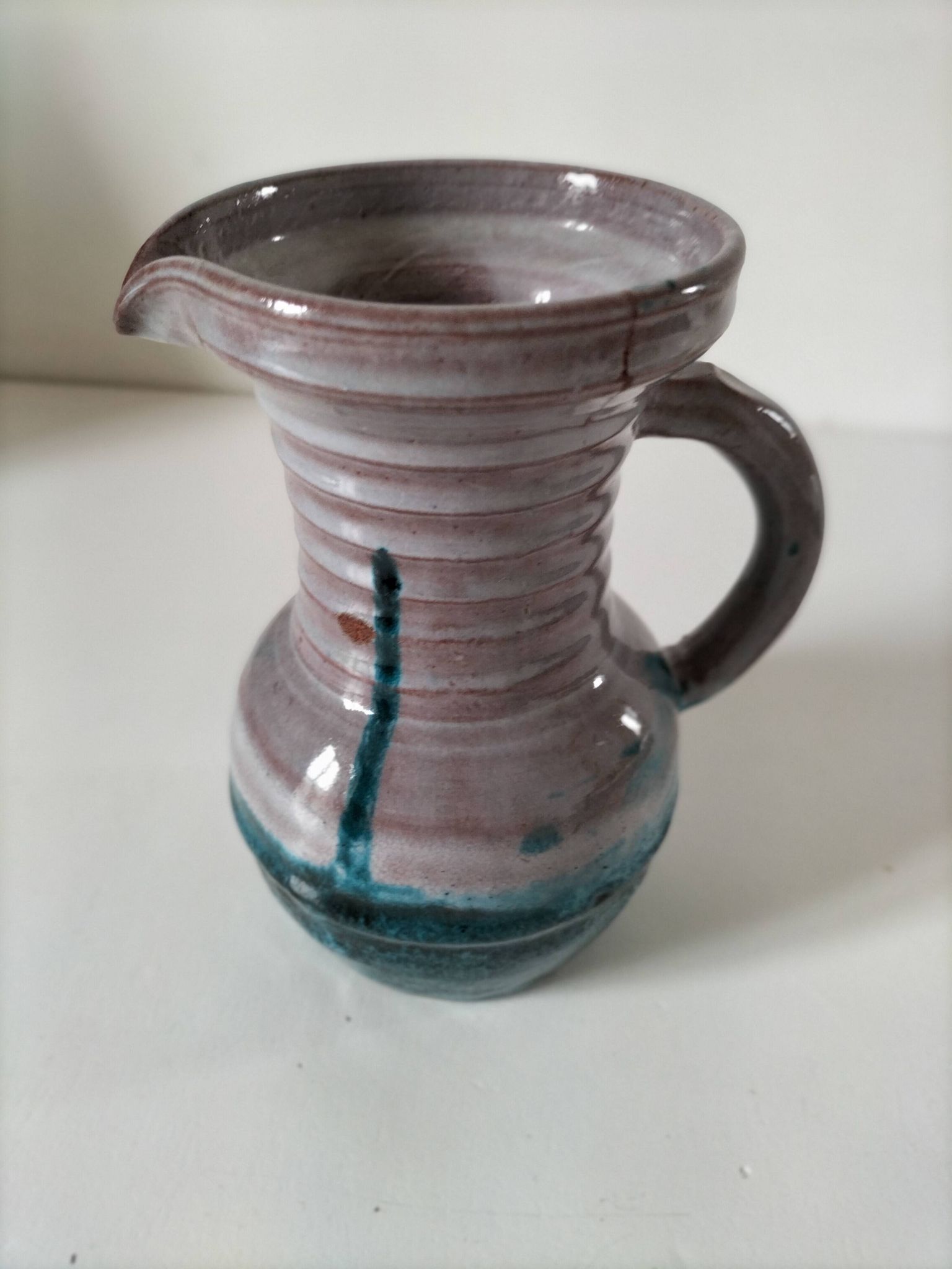 Glazed ceramic pitcher by Pichet Accolay, circa 1955–1965.