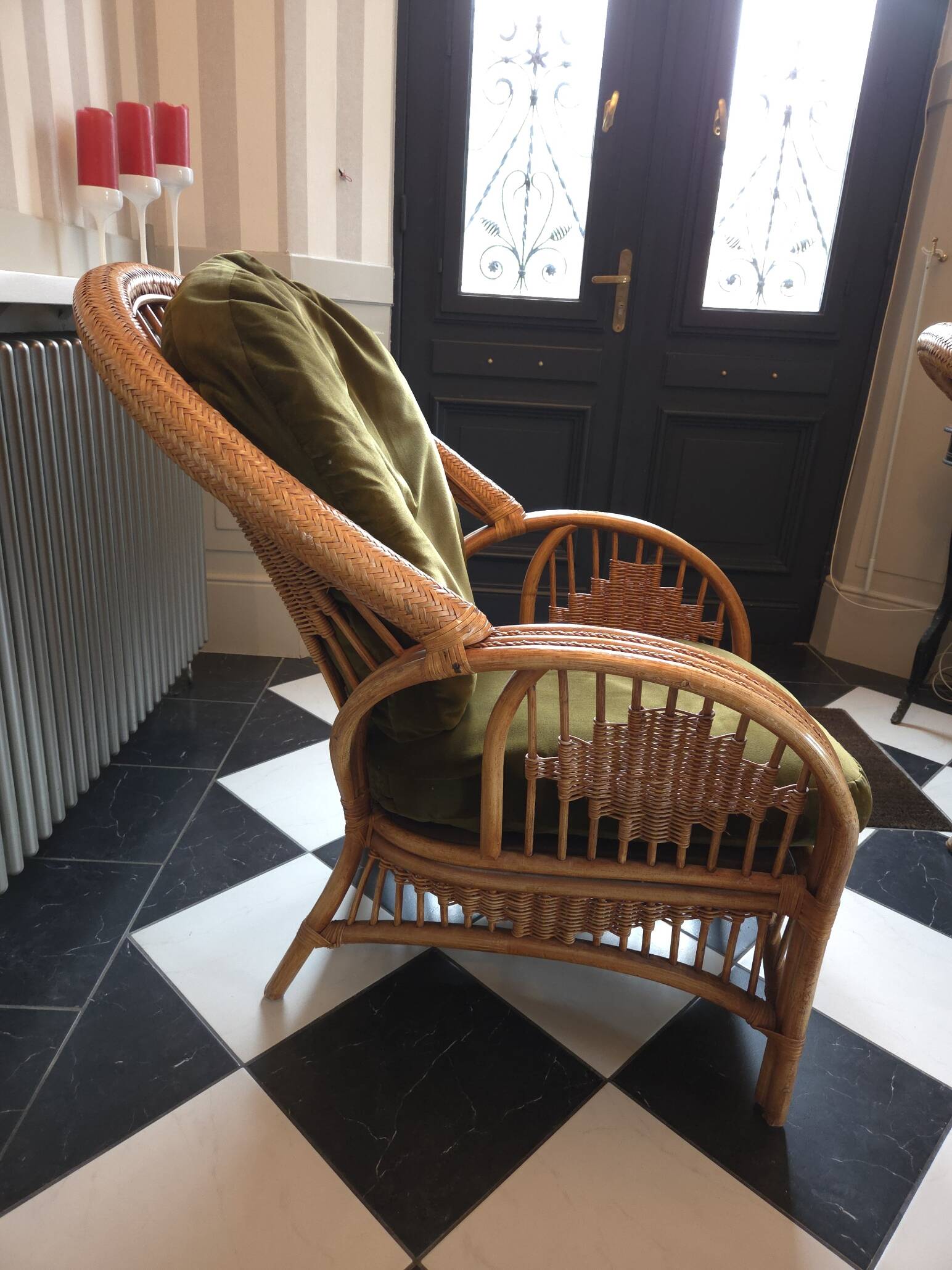 Paire de fauteuils en rotin, osier et bambou tressé, 1970