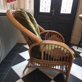 Paire de fauteuils en rotin, osier et bambou tressé, 1970