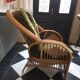 Pair of armchairs in rattan, wicker and woven bamboo, 1970