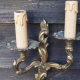 French Vintage Louis XV Style Bronze Candlestick & Sconce Set