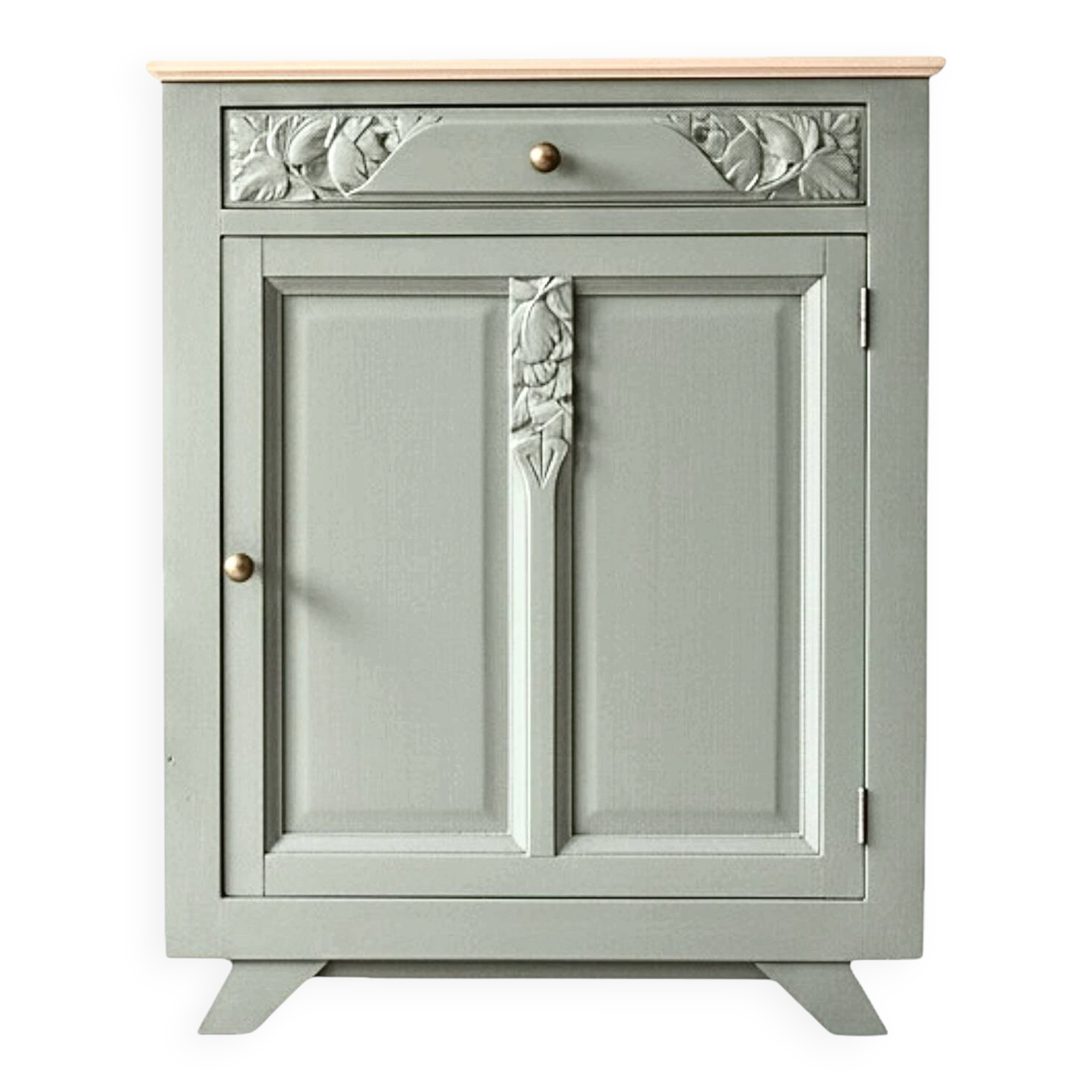 Confiturier Art déco rénové – vert sauge et bois