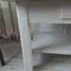 Coffee table made from a vintage table, pearl gray patina, wooden top.