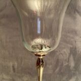 Glass photophore on high metal foot with silver patina