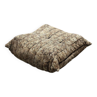 Pouf Togo vintage velours liberty fleurs marron Ligne Roset (rare)