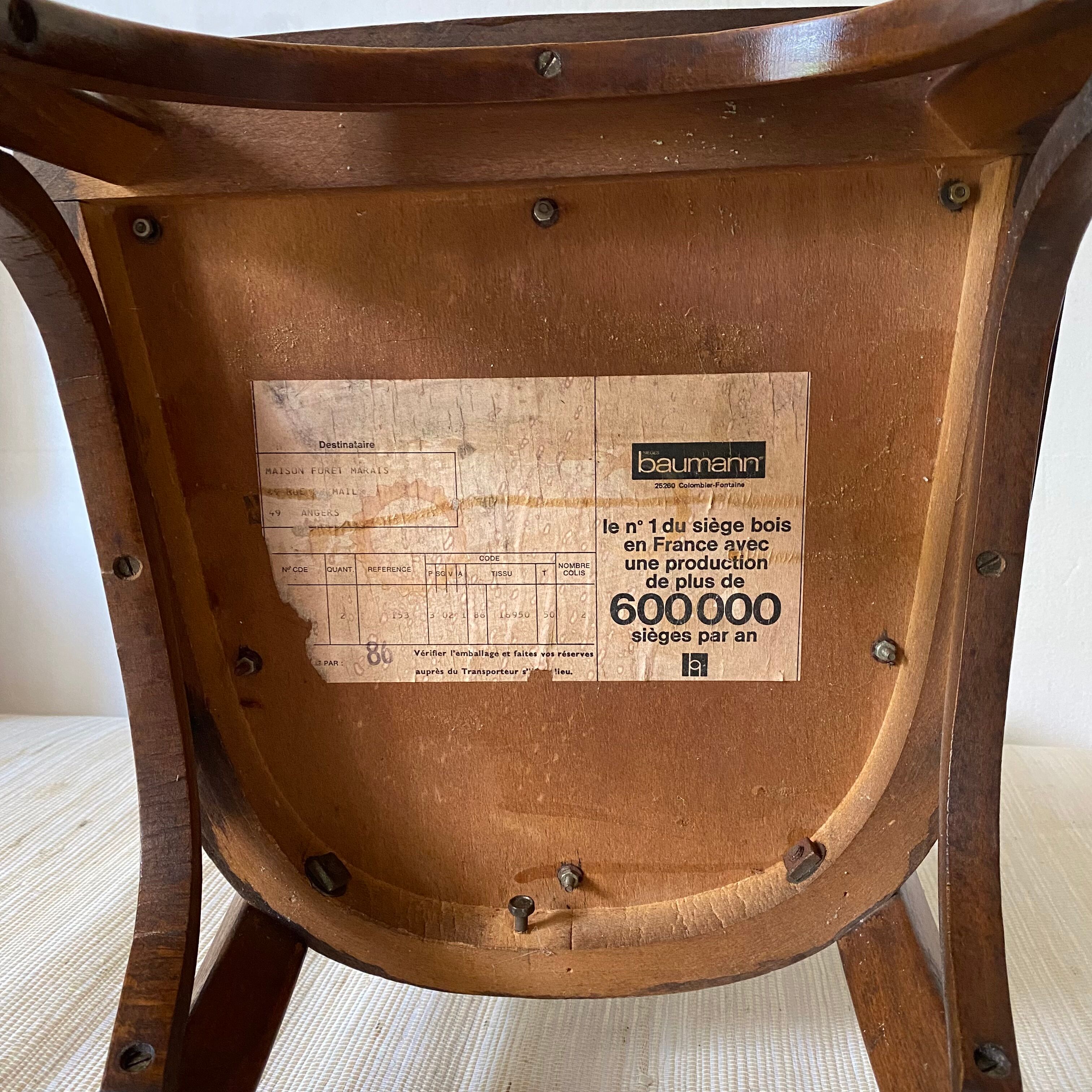 Baumann bistro chairs in wood and skaï