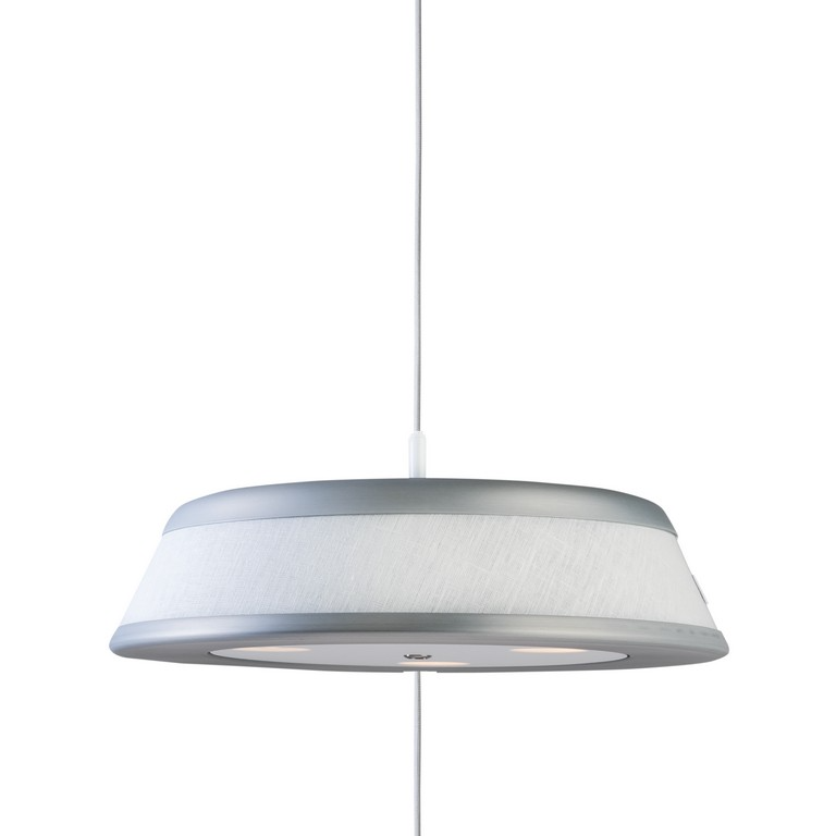 Suspension vigo structure oxidized silver / white linen semi-transparent belid