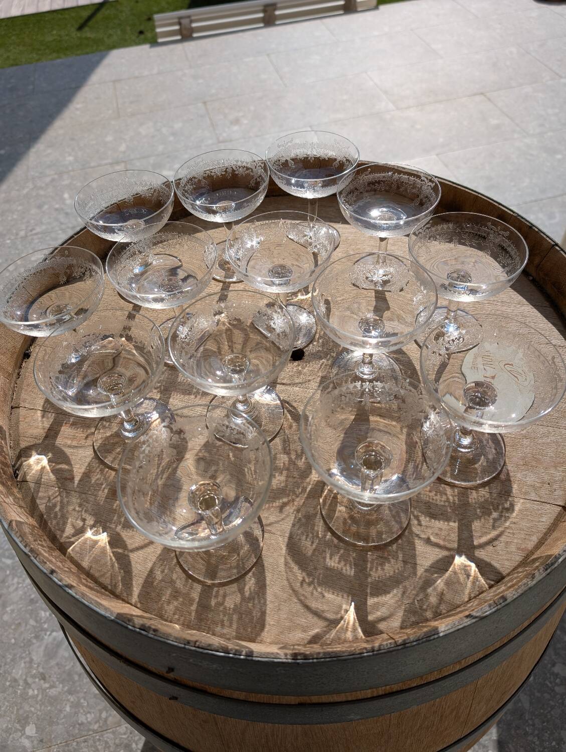 14 antique champagne glasses
