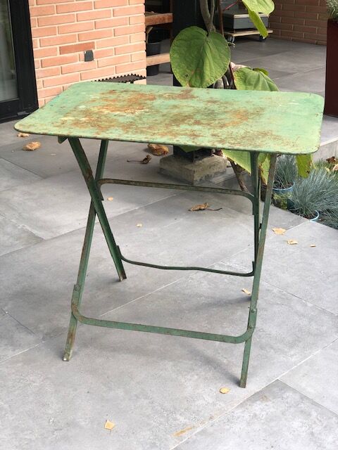 Garden table in green iron early twentieth