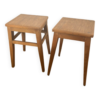 Paire de tabourets bois vintage tables de chevet