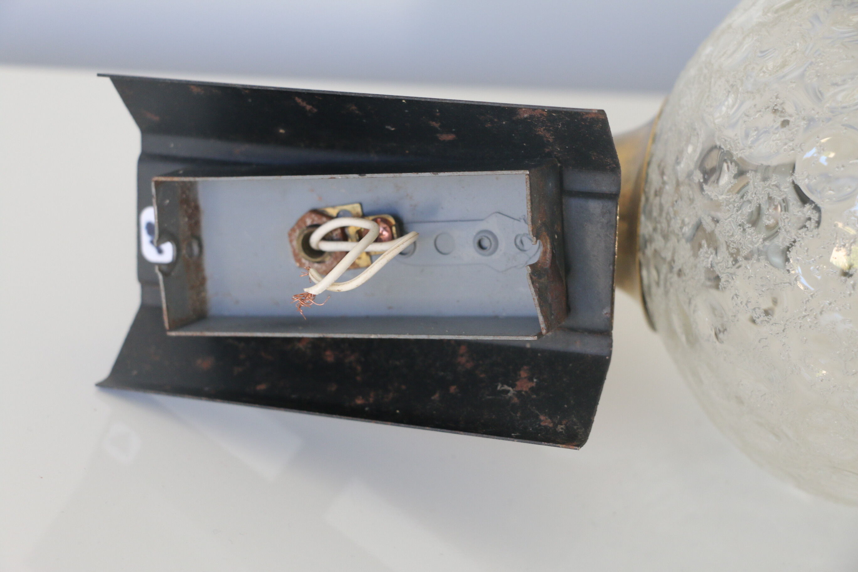 Wall lamp teak metal and glass