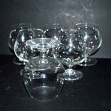 Set of 6 crystal digestive balloon glasses - vintage rum cognac glasses