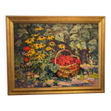 Basket of Russian school cherries