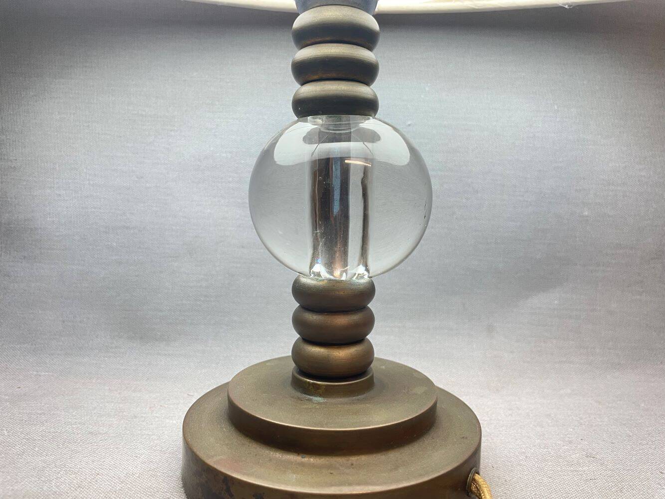Hollywood Regency inspired brass table lamp drum lampshade