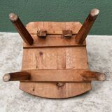 Old Swiss escabelle chair in carved wood