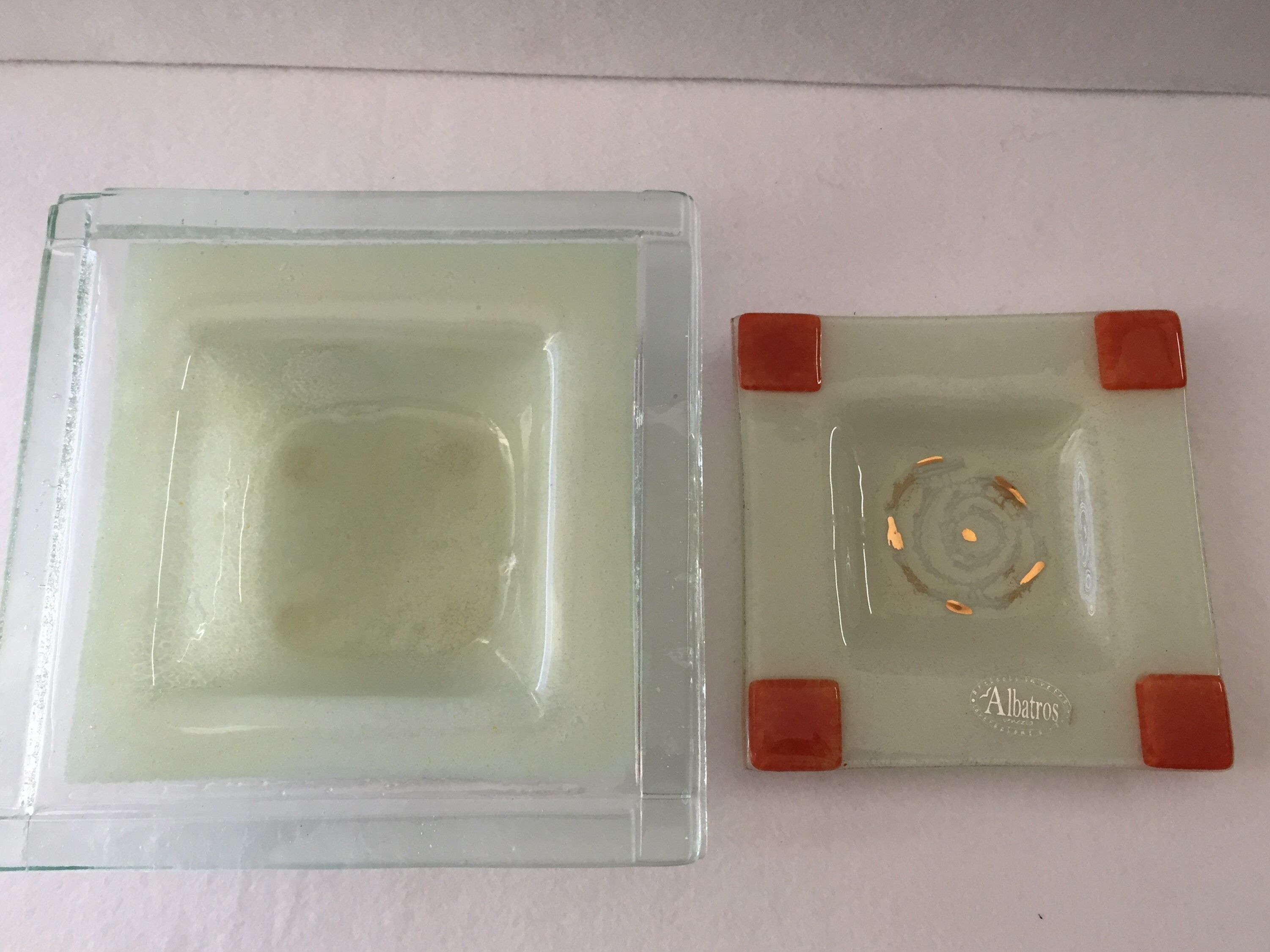 Ashtray & pocket trays melted glass from murano "albatross" venezia italy