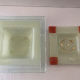 Ashtray & pocket trays melted glass from murano "albatross" venezia italy