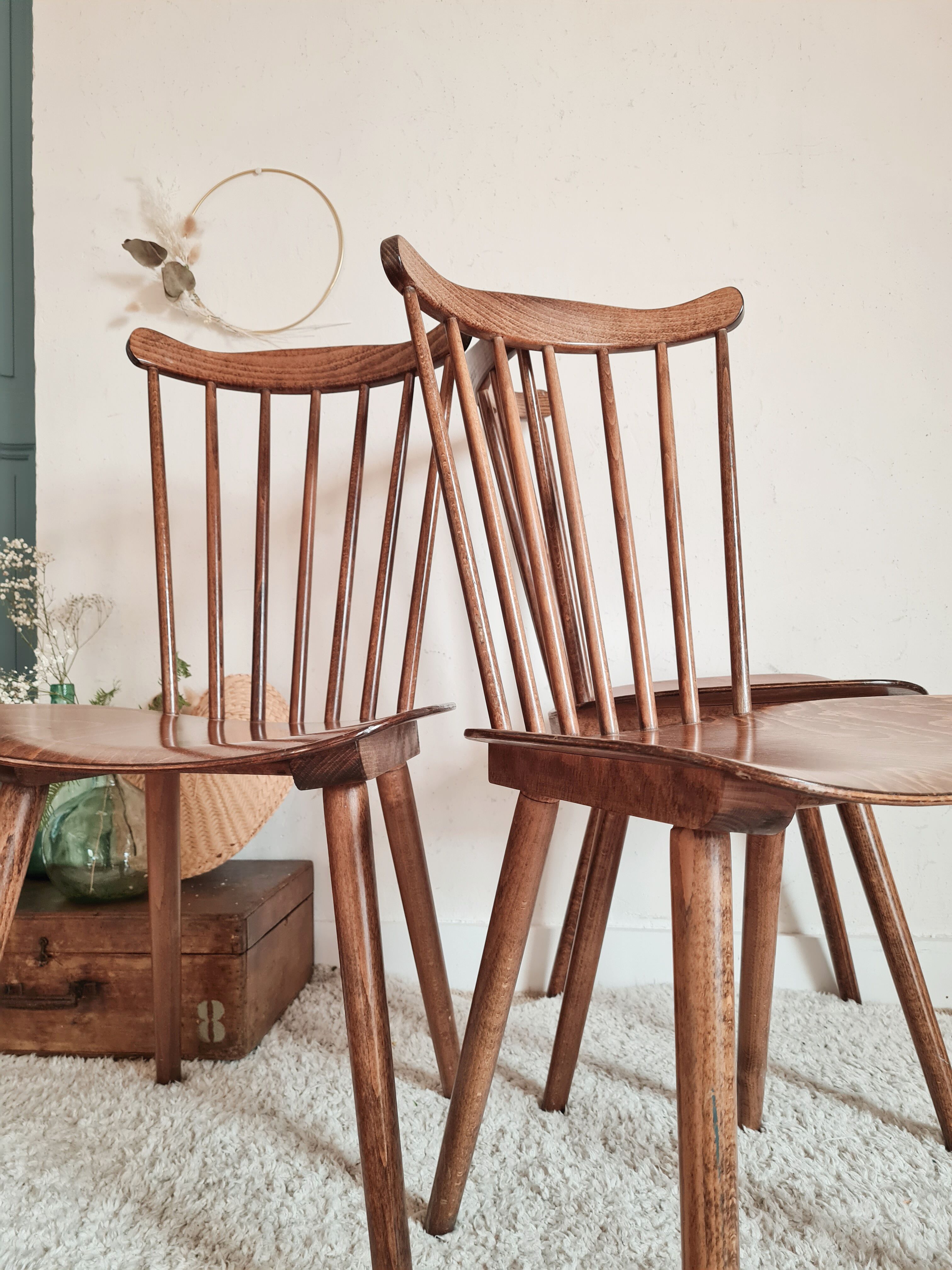 3 wooden trio bistro chairs No. 740 Baumann