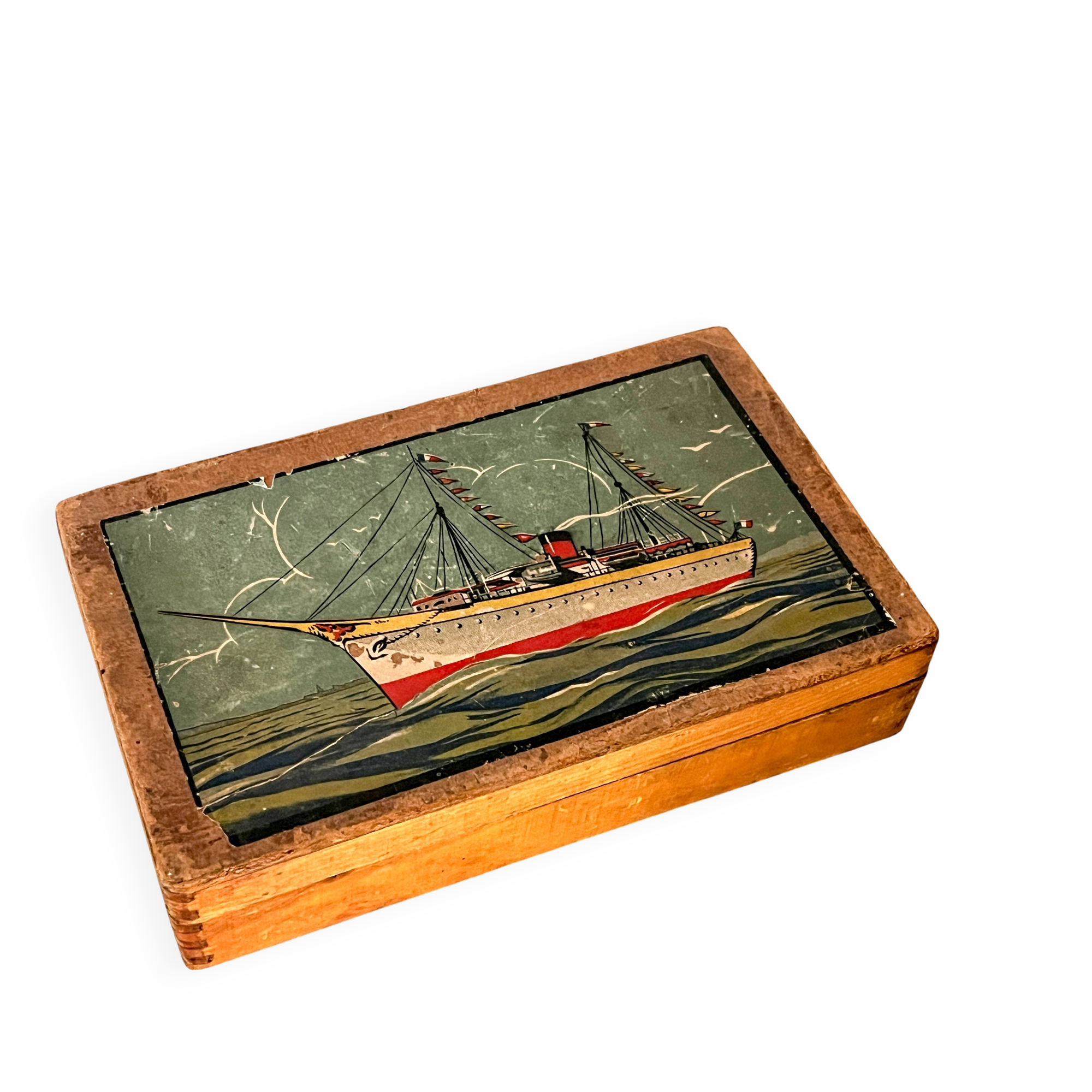 Wooden cube game in original box, antique game, early 20th century