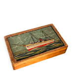 Wooden cube game in original box, antique game, early 20th century