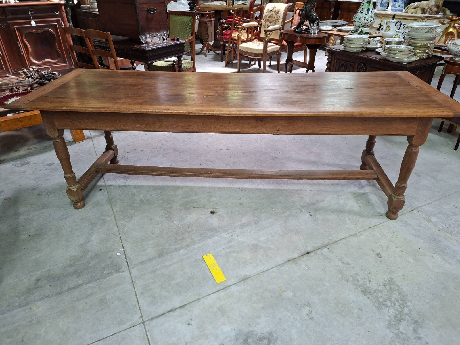 Grande table de ferme en chêne – XIXe siècle – 235 cm