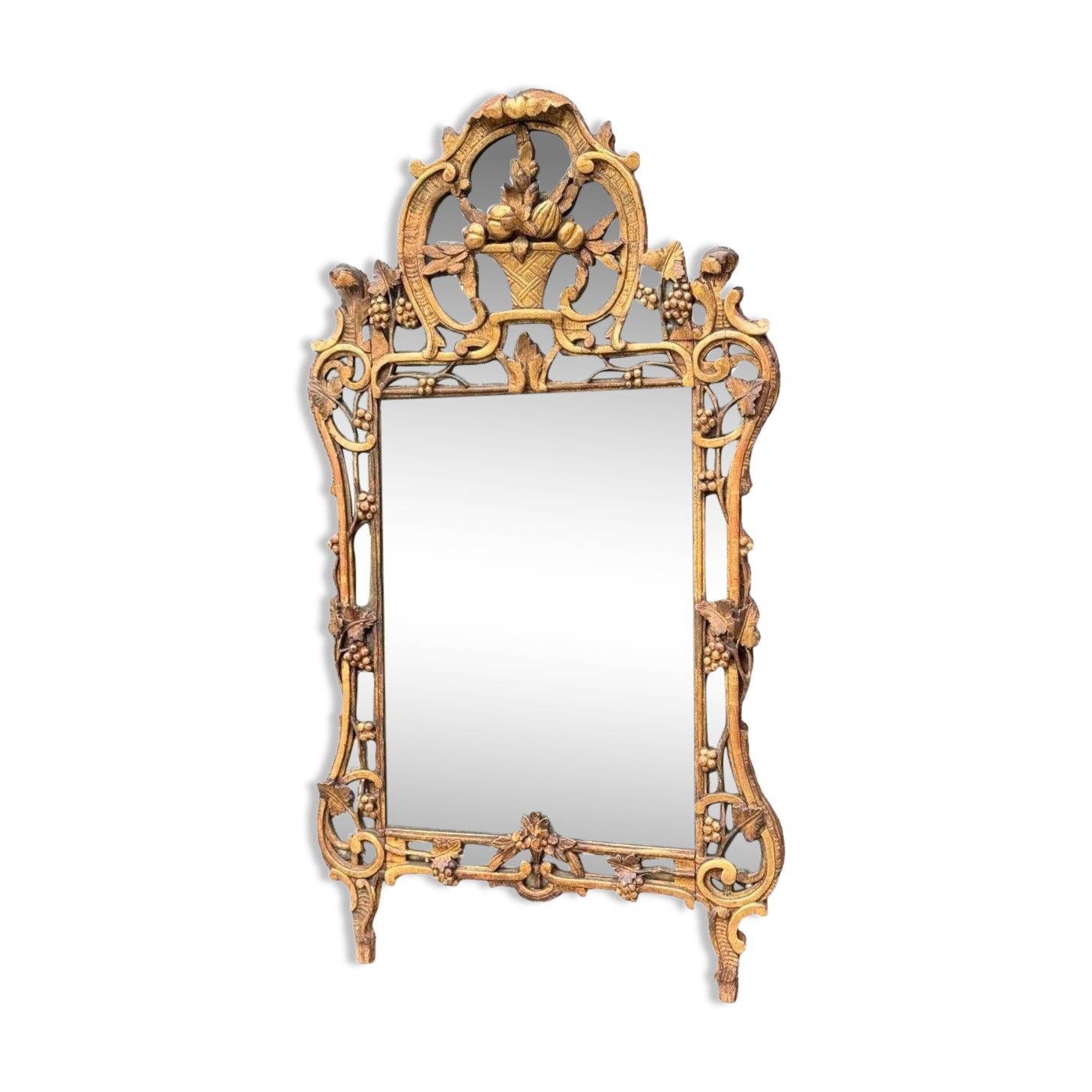 Large Louis XV Pareclosed Mirror In Carved And Gilded Wood, France 18th Century