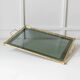 Doré Gold-Plated Bamboo Tray with Smoked Glass Insert – Hollywood Regency, 1960s