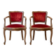 Pair of retro red velvet dining chairs