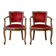 Pair of retro red velvet dining chairs