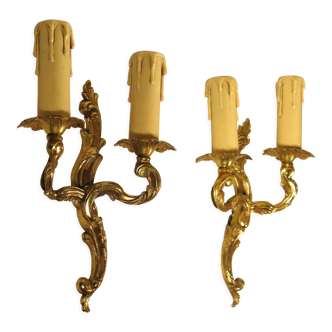 Pair of gilded bronze sconces