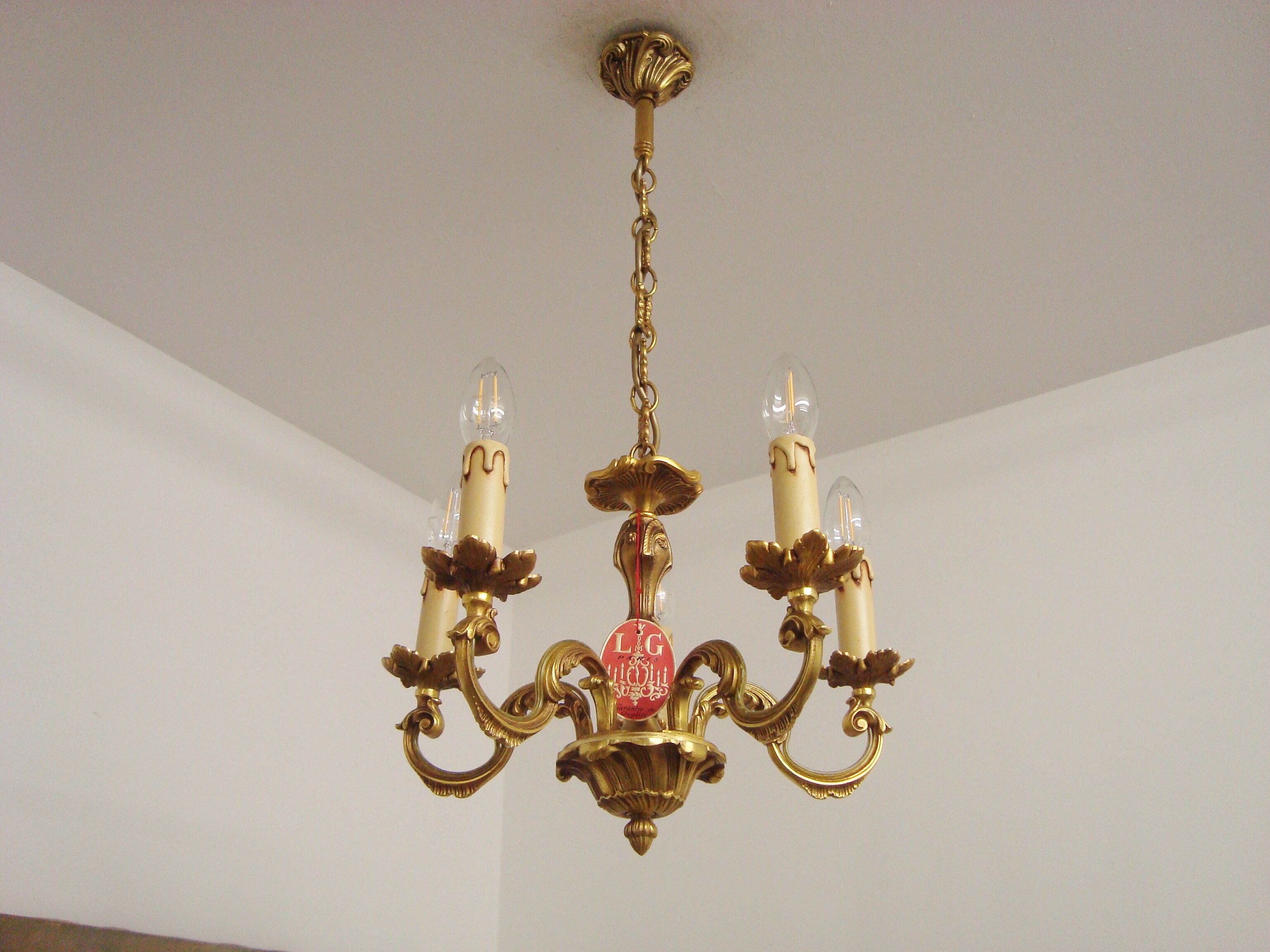 Lustre vintage Lucien Gau Paris en bronze