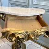 Carved wooden and marble console