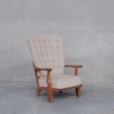 Guillerme et Chambron Mid-Century Oak Grand Repos Armchair
