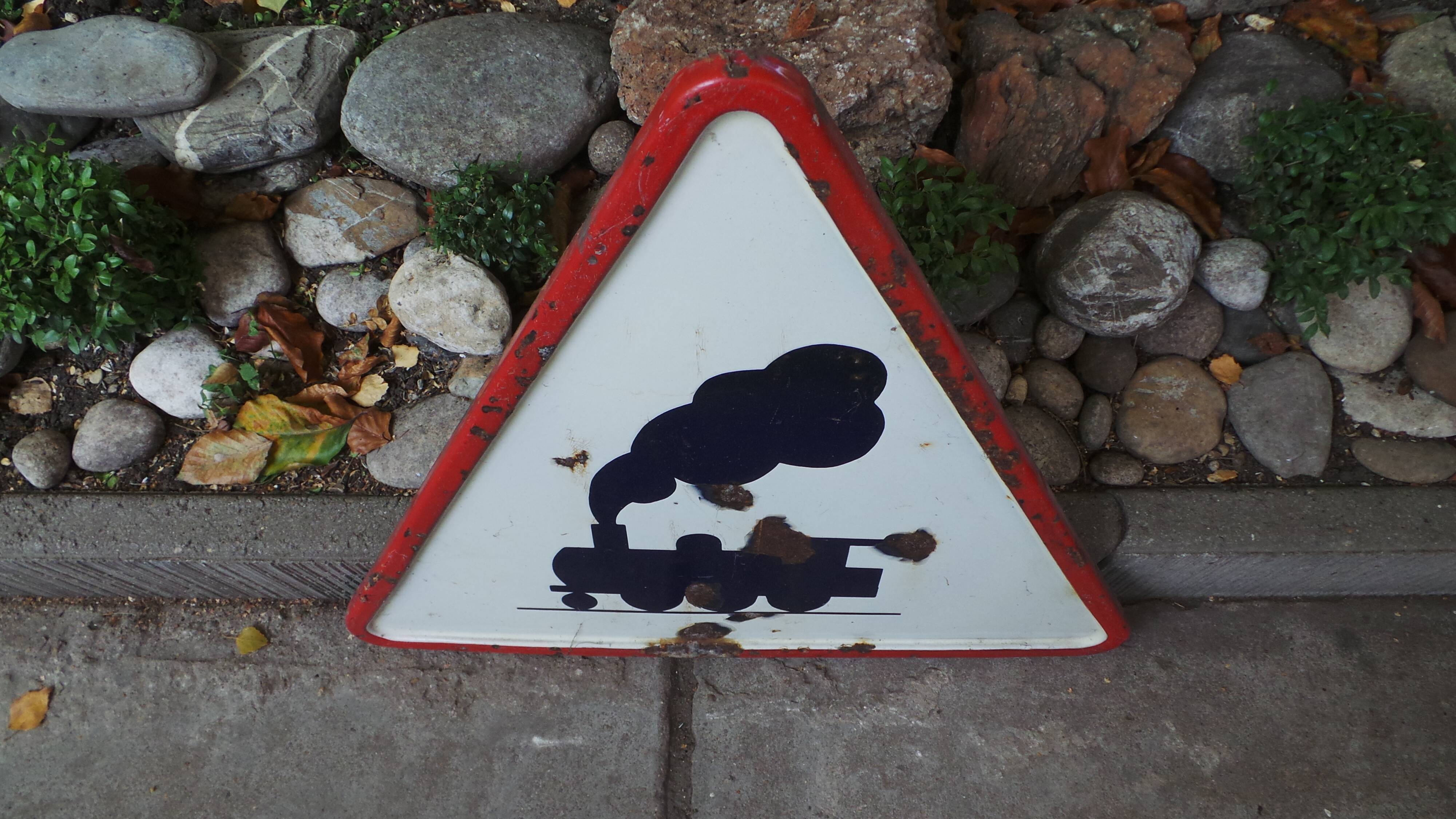 Steam train road sign 1950
